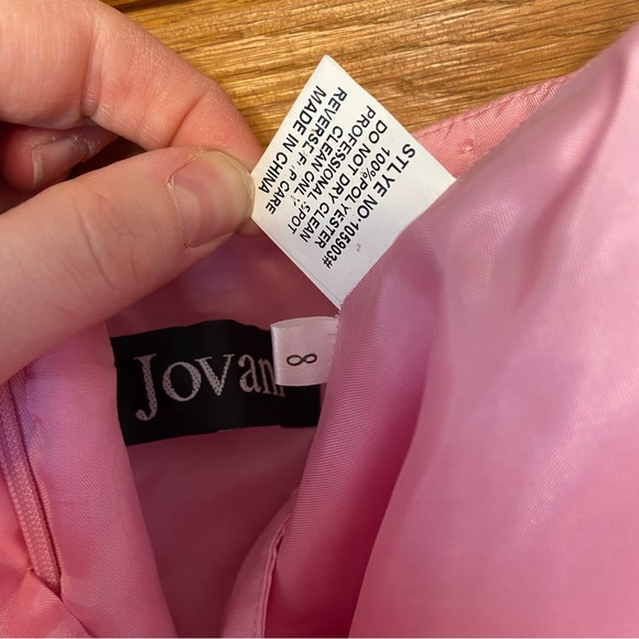 Jovani NWT Y2K pink gold polka dot strapless train gown prom dress - Picture 8 of 8